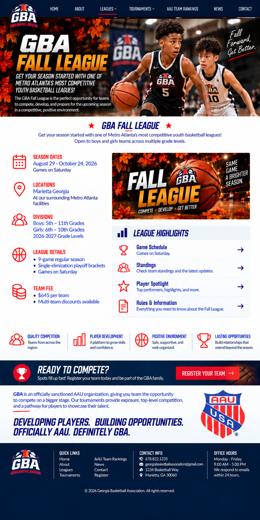 GBA Fall League design